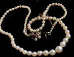 1920s Pearl Necklace with Gold Diamond Clasp