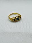 Edwardian 18ct Gold Boat Ring with Sapphire & Diamond