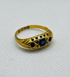 Edwardian 18ct Gold Boat Ring with Sapphire & Diamond