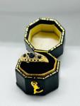 Edwardian 18ct Gold Boat Ring with Sapphire & Diamond