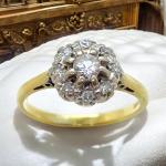 Art Deco 18ct Gold Diamond Flower Engagement Ring