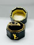 Edwardian 18ct Gold Boat Ring with Sapphire & Diamond