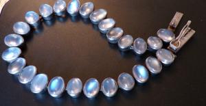 Edwardian Silver Bracelet with Bezel Set Moonstones