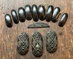 Whitby Jet Carved Bracelet Links for Re-Stringing