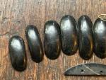 Whitby Jet Carved Bracelet Links for Re-Stringing