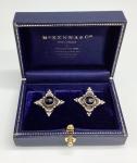 Edwardian Silver and Onyx Large Stud Earrings