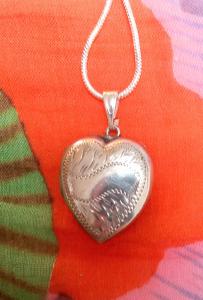Victorian Sterling Silver Heart Locket Necklace
