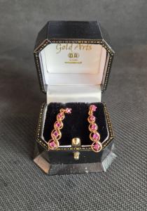 Vintage Gold Ruby Drop Earrings with Butterfly Closure