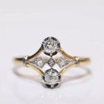 Art Deco Diamond Engagement Ring in 14k White Gold