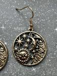 Celestial Sun, Moon & Stars Earrings in Gold