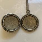 Victorian Enamel Mourning Locket Pendant Necklace