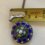 Victorian Enamel Mourning Locket Pendant Necklace