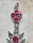 Vintage Filigree Ruby Paste Cross Pendant 9cm