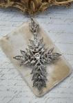 Vintage Filigree Ruby Paste Cross Pendant 9cm