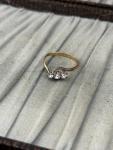 Antique Rolled Gold Three Stone Rhinestone Ring