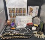 Mixed Vintage Collectibles: Jewelry, Stamps & More