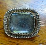 Georgian Gold Plate Mourning Brooch with Glass