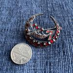 Victorian Bohemian Garnet Crescent Flower Brooch