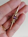 Victorian 9ct Gold Brooch with Amethyst and Pearls