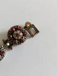 Vintage Ruby Glass Jewelry Set: Bracelet, Brooch, Ring