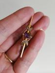 Victorian 9ct Gold Brooch with Amethyst and Pearls