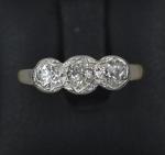 Vintage 18ct Gold Old Cut Diamond Trilogy Ring