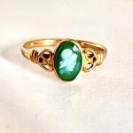Vintage 9ct Gold Agate Cameo Ring, 1913
