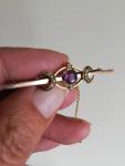 Victorian 9ct Gold Brooch with Amethyst and Pearls
