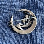 Victorian Bohemian Garnet Crescent Flower Brooch