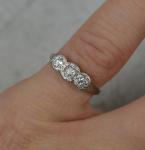 Vintage 18ct Gold Old Cut Diamond Trilogy Ring