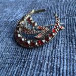 Victorian Bohemian Garnet Crescent Flower Brooch