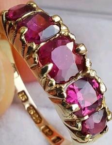 Victorian 15Ct Gold Garnet Engagement Ring Size P