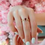 Emerald Cut Ruby & Diamond Halo Wedding Ring