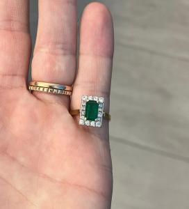 1950s Art Deco Emerald Engagement Ring in 18K Gold