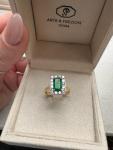 1950s Art Deco Emerald Engagement Ring in 18K Gold