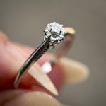 Art Deco Platinum Old Cut Diamond Engagement Ring