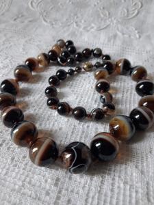 Bulls Eye Banded Agate Beads Necklace