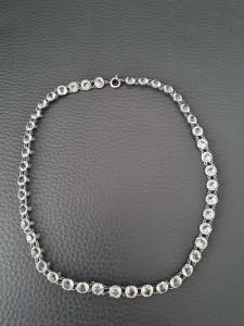 1920s Art Deco Platinum Necklace with Glass Stone