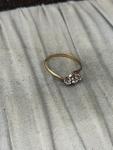 Antique Rolled Gold Three Stone Rhinestone Ring