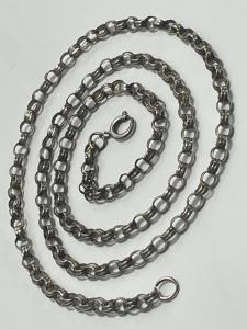Victorian Sterling Silver Ridged Belcher Chain Necklace