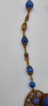 Czech Lapis Rhinestone Filigree Antique Necklace