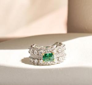 Art Deco 3Ct Emerald Diamond Engagement Ring