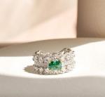 Art Deco 3Ct Emerald Diamond Engagement Ring