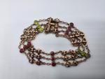 Edwardian 9ct Rose Gold Bracelet with Peridot & Garnets