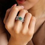 Art Deco 3Ct Emerald Diamond Engagement Ring