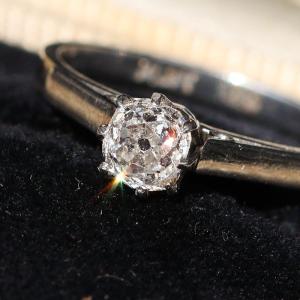 Antique Platinum Old Mine Cut Diamond Ring