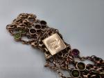 Edwardian 9ct Rose Gold Bracelet with Peridot & Garnets