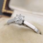 Antique Platinum Old Mine Cut Diamond Ring