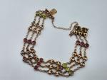 Edwardian 9ct Rose Gold Bracelet with Peridot & Garnets