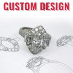 Art Deco 3Ct Emerald Diamond Engagement Ring
